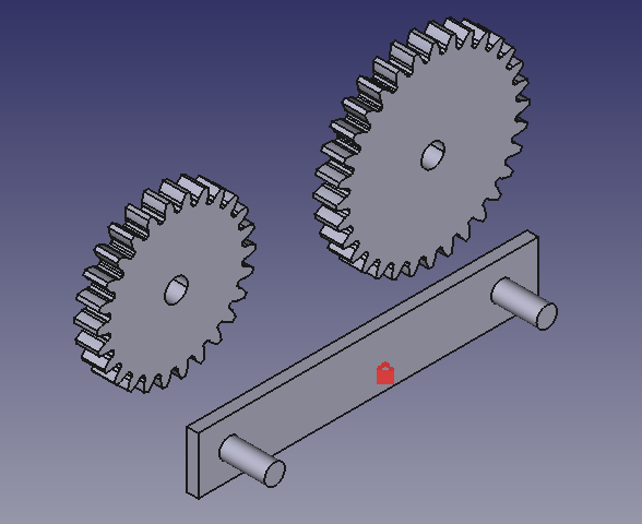 2つの歯車、歯車軸を追加